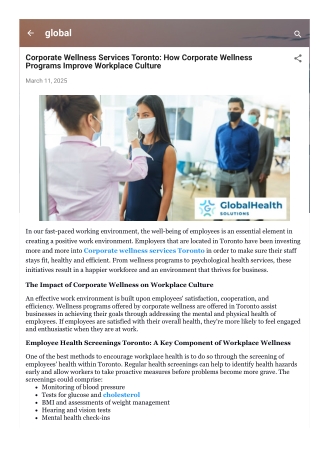 Corporate Wellness Services Toronto How Corporate Wellness Programs Improve Workplace Culture