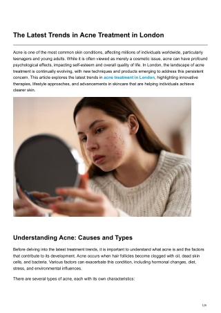 The Latest Trends in Acne Treatment in London