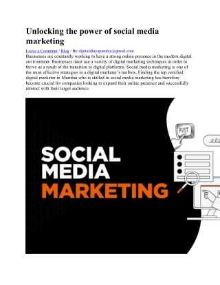 Unlocking the power of social media marketing
