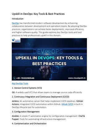 upskill in devops key tools best practices
