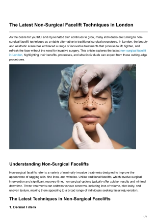 The Latest Non-Surgical Facelift Techniques in London