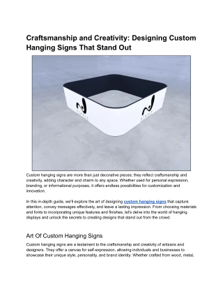 Craftsmanship and Creativity: Designing Custom Hanging Signs That Stand Out