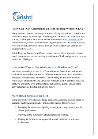 How Can I Get Admission to an LLB Program Without CLAT