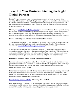 Level Up Your Business Finding the Right Digital Partner