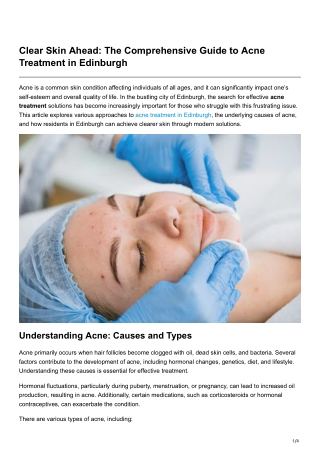 Clear Skin Ahead The Comprehensive Guide to Acne Treatment in Edinburgh