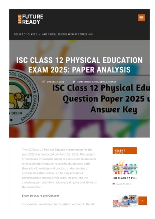 ISC Class 12 Physical Education Exam 2025 Paper Analysis
