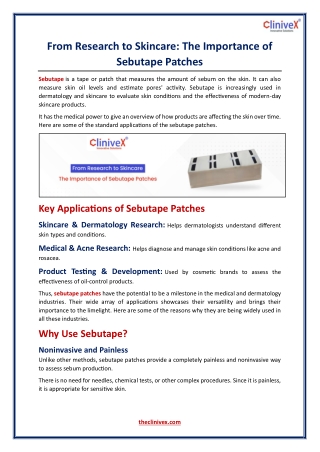 From Research to Skincare - The Importance of Sebutape Patches