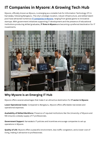 it companies in mysore a growing tech hub