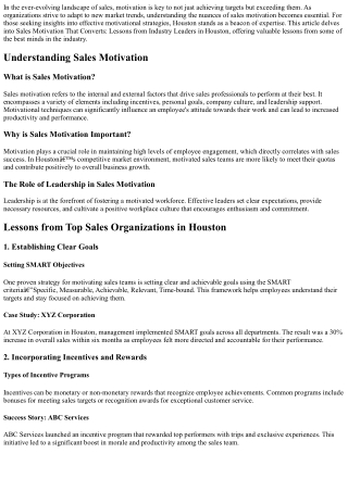 Sales Motivation That Converts: Lessons from Industry Leaders in Houston