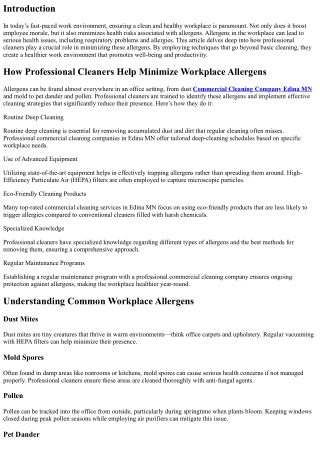 How Professional Cleaners Help Minimize Workplace Allergens