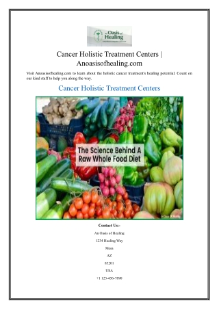 Cancer Holistic Treatment Centers Anoasisofhealing.com
