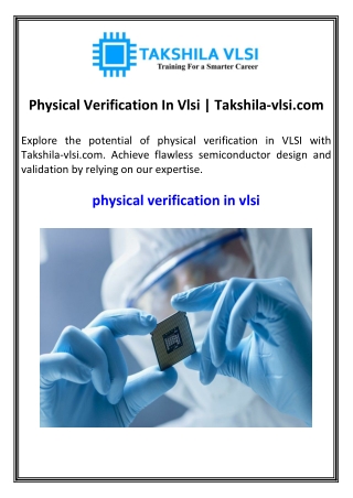 Physical Verification In Vlsi  Takshila-vlsi.com
