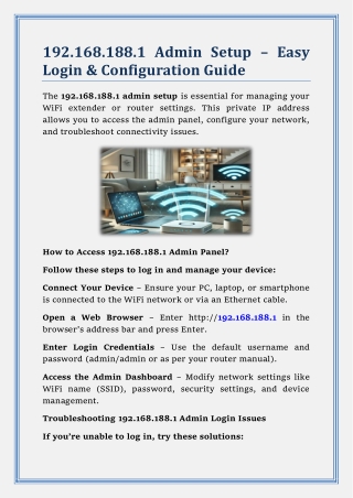 192.168.188.1 Admin Setup – Easy Login & Configuration Guide