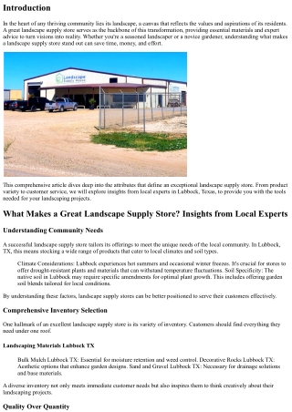 What Makes a Great Landscape Supply Store? Insights from Local Experts