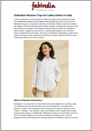 Chikankari Western Tops for Ladies Online in India
