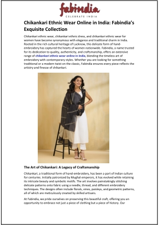 Chikankari Ethnic Wear Online in India: Fabindia’s Exquisite Collection