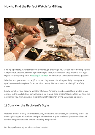 How to Find the Perfect Watch for Gifting