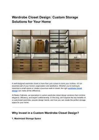 wardrobe closet design custom storage solutions