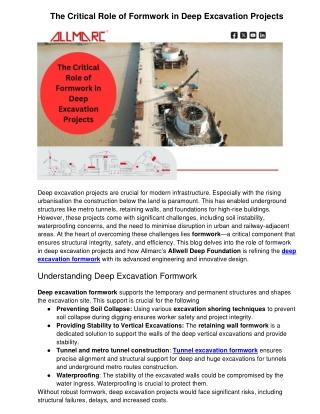 The Critical Role of Formwork in Deep Excavation Projects