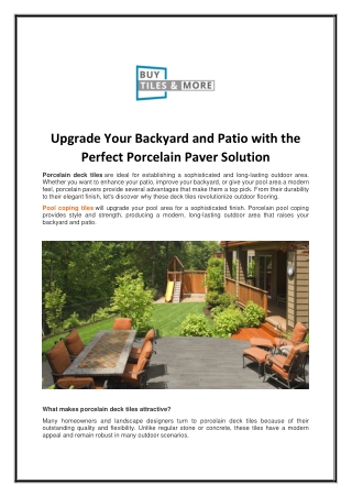 Upgrade Your Backyard and Patio with the Perfect Porcelain Paver Solution