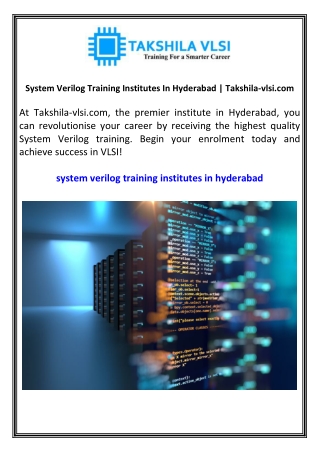 System Verilog Training Institutes In Hyderabad Takshila-vlsi.com