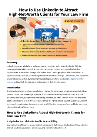 How to Use LinkedIn to Attract High-Net-Worth Clients for Your Law Firm