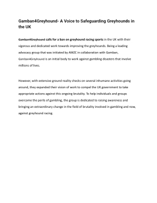 Gamban4greyhound - A Voice to Safeguarding Greyhounds in UK