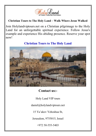 Christian Tours to The Holy Land – Walk Where Jesus Walked