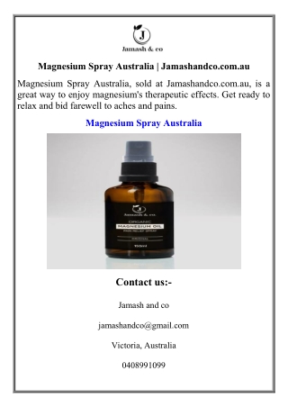 Magnesium Spray Australia  Jamashandco.com.au