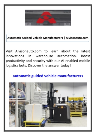 Automatic Guided Vehicle Manufacturers Aivisonauto.com