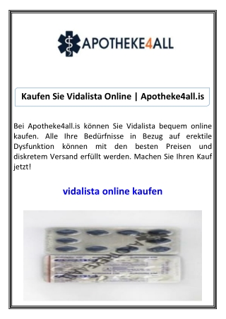 Kaufen Sie Vidalista Online Apotheke4all.is