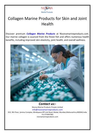 Collagen Marine Products for Skin and Joint Health
