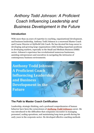 Anthony Todd Johnson_ A Proficient Coach Influencing Leadership and Business Development in the Future