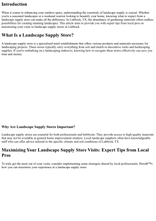 Maximizing Your Landscape Supply Store Visits: Expert Tips from Local Pros