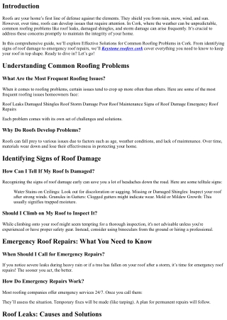 Effective Solutions for Common Roofing Problems in Cork