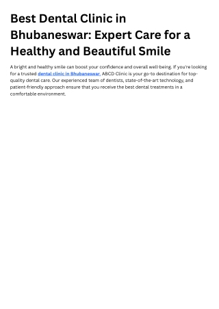 Best Dental Clinic in Bhubaneswar Expert Care for a Healthy and Beautiful Smile