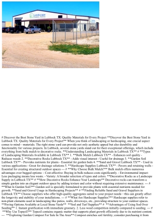 Discover the Best Stone Yard in Lubbock TX: Quality Materials for Every Project
