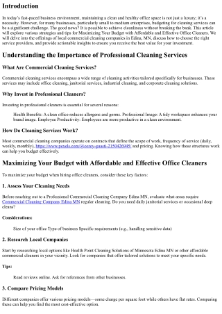 Maximizing Your Budget with Affordable and Effective Office Cleaners