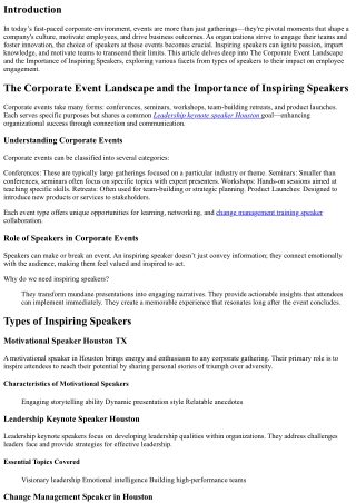 The Corporate Event Landscape and the Importance of Inspiring Speakers