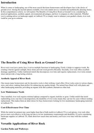 The Benefits of Using River Rock as Ground Cover