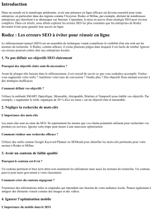 Rodez : Les erreurs SEO à éviter pour réussir en ligne