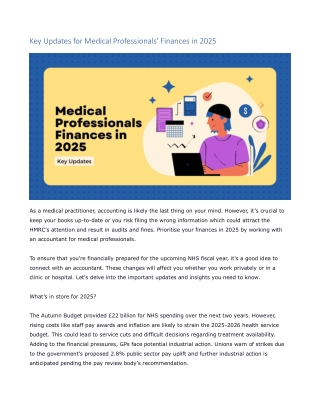Key Updates for Medical Professionals' Finances in 2025