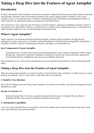 taking a deep dive into the features of agent