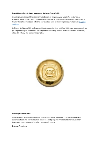 Buy Gold Cast Bars