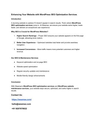 WordPress SEO optimization services