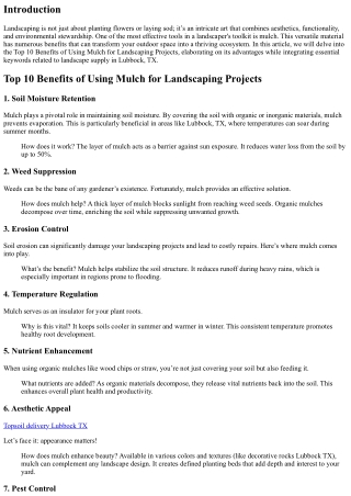 Top 10 Benefits of Using Mulch for Landscaping Projects