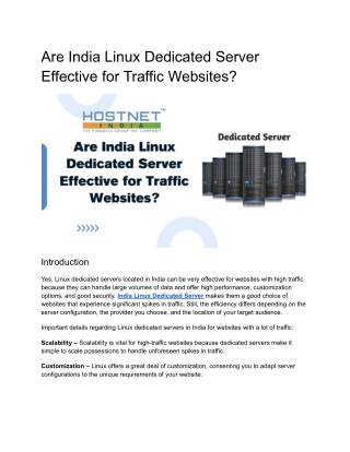 Are India Linux Dedicated Servers Effective for Traffic Websites_
