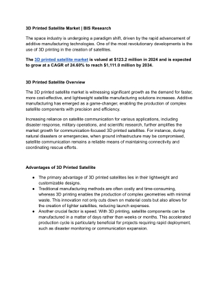 3 D Printed Satellite Market Report - 1 April 2025