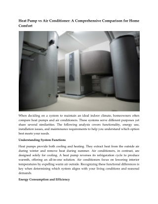 Heat Pump vs Air Conditioner: A Comprehensive Comparison for Home Comfort