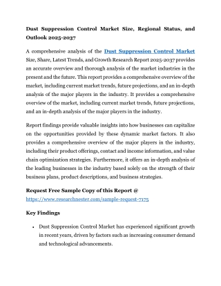dust suppression control market size regional